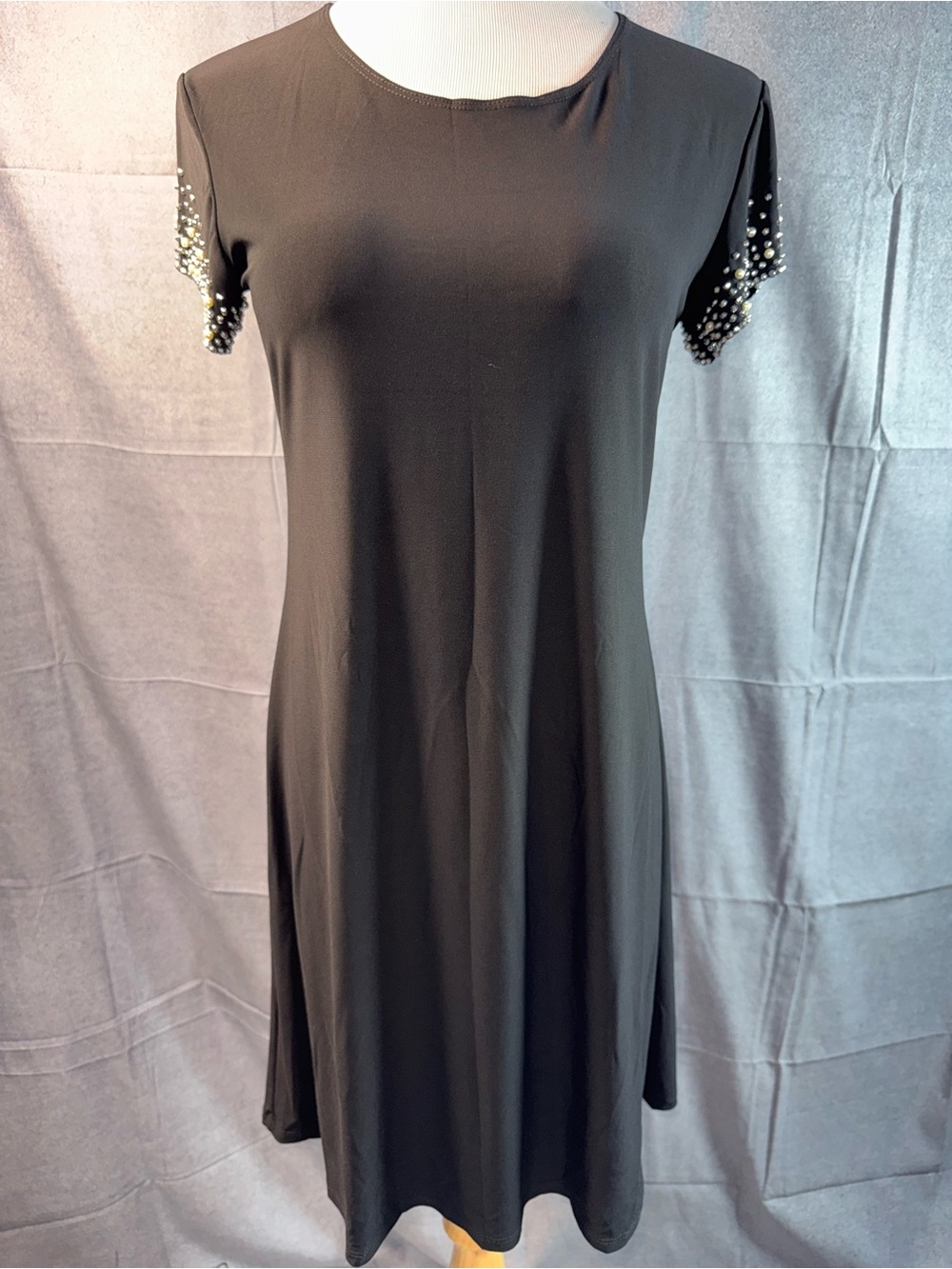 1978-Nik & Nash Pearl-Embellished Black Midi Dress
